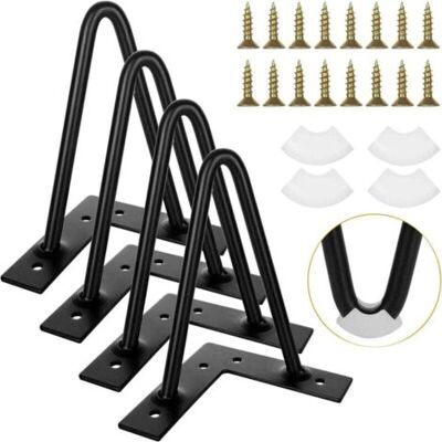 ABYSSE Lot De 4 Pieds De Table En Épingle À Cheveux 15 Cm, Pied De Table Basse Metal Noir Avec Des Vis, Pied Meuble Industriel Pour Table Basse, Armoire - Publicité ABYSSE Lot De 4 Pieds De Table En Épingle À Cheveux 15 Cm, Pied De Table Basse Metal Noir Avec Des Vis, Pied Meuble Industriel Pour Table Basse, Armoire - Publicité