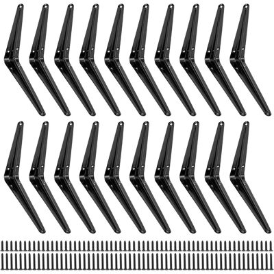 Generic Lot De 20 Supports D'Étagère Pour Étagère Murale, 150 X 200 Mm, Équerre De Charge Lourde, Noir, Métal, Angle De 90° Avec Vis - Publicité Generic Lot De 20 Supports D'Étagère Pour Étagère Murale, 150 X 200 Mm, Équerre De Charge Lourde, Noir, Métal, Angle De 90° Avec Vis - Publicité