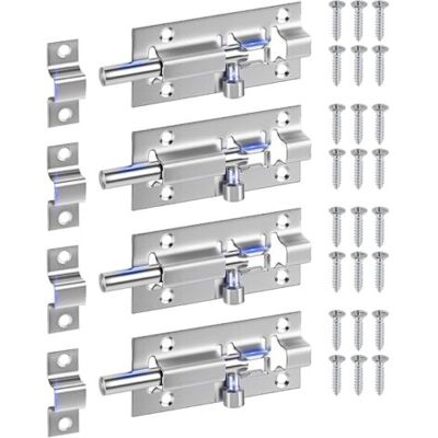 ABYSSE Serrures De Porte En Pack De 4, Serrures Coulissantes En Acier Inoxydable Épaissi De 3 - Publicité ABYSSE Serrures De Porte En Pack De 4, Serrures Coulissantes En Acier Inoxydable Épaissi De 3 - Publicité