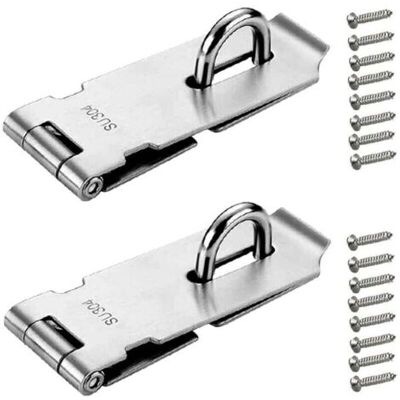 ABYSSE 2 Pièces Loquet De Cadenas 4 Pouces - Argenté Acier Inoxydable Verrou De Porte Cadenas Avec Vis Pour Meubles Armoire Tiroir - Publicité ABYSSE 2 Pièces Loquet De Cadenas 4 Pouces - Argenté Acier Inoxydable Verrou De Porte Cadenas Avec Vis Pour Meubles Armoire Tiroir - Publicité
