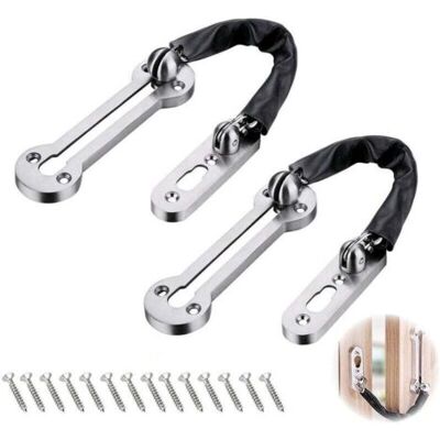ABYSSE 2 Pcs Chaînes Argenté De Porte De Sécurité En Cuir Pu Verrou De Porte Coulissant Avec Vis Pour Famille Hôtel Appartement - Publicité ABYSSE 2 Pcs Chaînes Argenté De Porte De Sécurité En Cuir Pu Verrou De Porte Coulissant Avec Vis Pour Famille Hôtel Appartement - Publicité