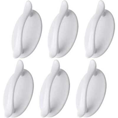 ABYSSE Lot De 6 Poignées De Porte Autocollantes Blanches - En Plastique - Pour Portes Et Fenêtres, Armoires - Publicité ABYSSE Lot De 6 Poignées De Porte Autocollantes Blanches - En Plastique - Pour Portes Et Fenêtres, Armoires - Publicité