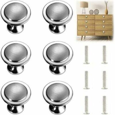 Scotch Boutons Et Poignées De Meubles,6 Morceaux Poignée D'Armoire En Argent Massif Poignée Ronde De Meuble En Acier Inoxydable Argenté Avec Vis Diamètre De 27mm - Publicité Scotch Boutons Et Poignées De Meubles,6 Morceaux Poignée D'Armoire En Argent Massif Poignée Ronde De Meuble En Acier Inoxydable Argenté Avec Vis Diamètre De 27mm - Publicité