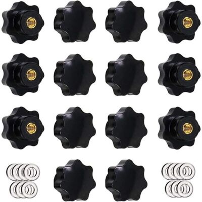 OEM 14 Pièces M6 Bouton De Serrage À Filetage Moleté, Poignée En Étoile, Boutons À Main En Forme D'Étoile Bouton De Serrage En Plastique Noir Avec Rondelles-dou - Publicité OEM 14 Pièces M6 Bouton De Serrage À Filetage Moleté, Poignée En Étoile, Boutons À Main En Forme D'Étoile Bouton De Serrage En Plastique Noir Avec Rondelles-dou - Publicité
