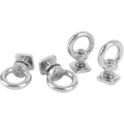 PELTOR Jeffergarden Lot De 4 Anneaux D'Ancrage M8 Robustes En Acier Inoxydable Pour Fixation Sur Rail En T, Avec Crochets Pour Sandows Et Cordes (couleur Argent) - Publicité PELTOR Jeffergarden Lot De 4 Anneaux D'Ancrage M8 Robustes En Acier Inoxydable Pour Fixation Sur Rail En T, Avec Crochets Pour Sandows Et Cordes (couleur Argent) - Publicité