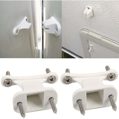 STAKMANN Lot De 2 Butées De Porte Pour Caravane Et Camping-car Blanc Pièces Plastique Avec 8 Vis - Publicité STAKMANN Lot De 2 Butées De Porte Pour Caravane Et Camping-car Blanc Pièces Plastique Avec 8 Vis - Publicité