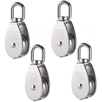 IRISFR Lntyq 4 Pièces 25mm Poulie Pour Cable En Metal Poulies En Aciers Inoxydables Poulie De Levage - Publicité IRISFR Lntyq 4 Pièces 25mm Poulie Pour Cable En Metal Poulies En Aciers Inoxydables Poulie De Levage - Publicité