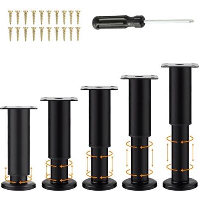 ABYSSE 5 Pièces Pieds Meubles Noir Réglables 18-30cm, Jambe Support Canapé Avec 20 Vis Et 1 Tournevis, Universel Perçage Sans - Publicité ABYSSE 5 Pièces Pieds Meubles Noir Réglables 18-30cm, Jambe Support Canapé Avec 20 Vis Et 1 Tournevis, Universel Perçage Sans - Publicité