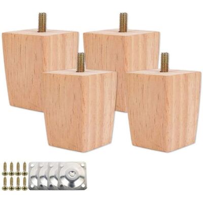 ABYSSE Lot De 4 Pieds De Meuble En Bois Massif 5cm – Plaques De Montage Et Vis Incluses – Installation Rapide Et Facile - Publicité ABYSSE Lot De 4 Pieds De Meuble En Bois Massif 5cm – Plaques De Montage Et Vis Incluses – Installation Rapide Et Facile - Publicité