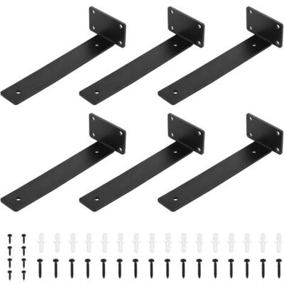 ABYSSE Lot De 6 Supports D'Étagère Robustes En Métal Noir, Supports D'Étagère Muraux Pour Étagères Ouvertes, Support Diy - Publicité ABYSSE Lot De 6 Supports D'Étagère Robustes En Métal Noir, Supports D'Étagère Muraux Pour Étagères Ouvertes, Support Diy - Publicité