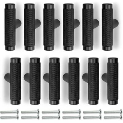 ABYSSE Lot De 12 Poignées Moletées Noires De 50 Mm Pour Meubles, Tiroirs, Armoires - Publicité ABYSSE Lot De 12 Poignées Moletées Noires De 50 Mm Pour Meubles, Tiroirs, Armoires - Publicité