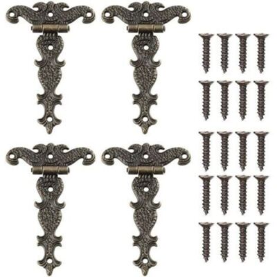 OEM 4 Pcs Charnières Vintage Décoratives Sculptées En Bronze Charnière Meubles En Forme De T Pour Porte De Placard Boîte À Outils Avec Vis-dou - Publicité OEM 4 Pcs Charnières Vintage Décoratives Sculptées En Bronze Charnière Meubles En Forme De T Pour Porte De Placard Boîte À Outils Avec Vis-dou - Publicité
