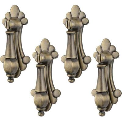 ABYSSE Lot De 4 Poignées De Pendentif Vintage Sculptées En Alliage De Zinc Bronze À Trou Unique Pour Armoires, Placards, Tiroirs, Portes, Meubles Décoratifs - Publicité ABYSSE Lot De 4 Poignées De Pendentif Vintage Sculptées En Alliage De Zinc Bronze À Trou Unique Pour Armoires, Placards, Tiroirs, Portes, Meubles Décoratifs - Publicité