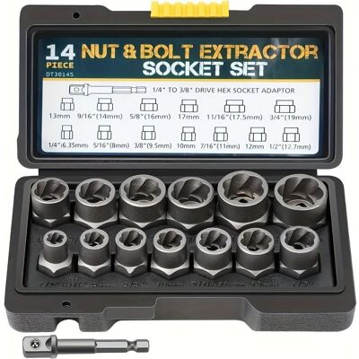 Vision Kit De 14 Pièces Pour L'Extraction D'Écrous : Extracteur De Vis À Profil Spiralé, Jeu De Clés À Douille Pour Retirer Les Écrous Et Vis Endommagés Ou Rouillés - Publicité Vision Kit De 14 Pièces Pour L'Extraction D'Écrous : Extracteur De Vis À Profil Spiralé, Jeu De Clés À Douille Pour Retirer Les Écrous Et Vis Endommagés Ou Rouillés - Publicité