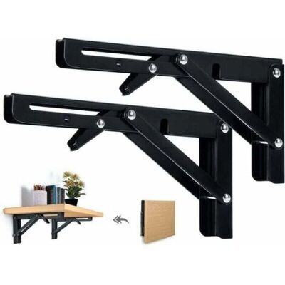 NO BRAND Pair 2pcs Support D' Étagères Pliable 300mm Équerre Pliante Étagère Murale Support , Xu,pliante Robuste Noir Support Console Pliable Pour Table Etagere Murale 60kg Porteur - Publicité NO BRAND Pair 2pcs Support D' Étagères Pliable 300mm Équerre Pliante Étagère Murale Support , Xu,pliante Robuste Noir Support Console Pliable Pour Table Etagere Murale 60kg Porteur - Publicité