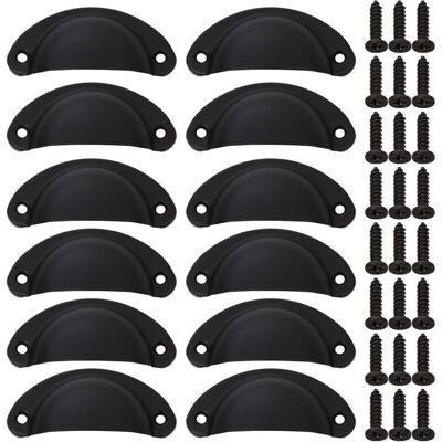 PELTOR (24pcs) Boutons D'Armoire En Coquillage, Poignée D'Armoire Noire Avec Vis, Poignée En Fer Vintage Pour Tiroir D'Armoire, Tiroir De Cuisine, Porte - Publicité PELTOR (24pcs) Boutons D'Armoire En Coquillage, Poignée D'Armoire Noire Avec Vis, Poignée En Fer Vintage Pour Tiroir D'Armoire, Tiroir De Cuisine, Porte - Publicité