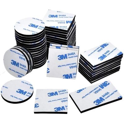 Vision Double Face Extra Fort,adhesif Puissant Ruban Mousse 50 Pièces Carrés,50 Pièces Ronds Et 10 Pièces Rectangulaires Sur Le Sol, Portes,plastiques, Verres Et Métal Noir Patin Adhésif De Montage - Publicité Vision Double Face Extra Fort,adhesif Puissant Ruban Mousse 50 Pièces Carrés,50 Pièces Ronds Et 10 Pièces Rectangulaires Sur Le Sol, Portes,plastiques, Verres Et Métal Noir Patin Adhésif De Montage - Publicité