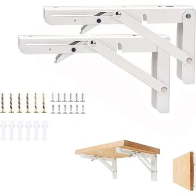 PENY Lot De 2 Lourds Support Console Pliable Rétractable Pour Garage Établi, Support D' Étagères Pliable, 12" / 300mm Acier Inoxydable Equerre Rabattable Murale, Charge Maximale: 60 Kg/132lb - Publicité PENY Lot De 2 Lourds Support Console Pliable Rétractable Pour Garage Établi, Support D' Étagères Pliable, 12" / 300mm Acier Inoxydable Equerre Rabattable Murale, Charge Maximale: 60 Kg/132lb - Publicité