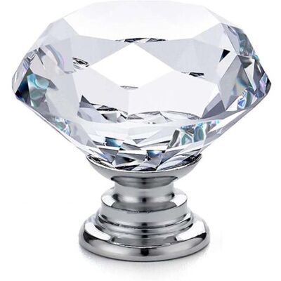 Bunthaus 20 X Poignées Et Boutons De Meubles En Verre – Poignées De Porte D'Armoire – Poignées De Tiroir – Diamant En Verre Cristal Transparent + Base Argentée – 30 X 28 Mm - Publicité Bunthaus 20 X Poignées Et Boutons De Meubles En Verre – Poignées De Porte D'Armoire – Poignées De Tiroir – Diamant En Verre Cristal Transparent + Base Argentée – 30 X 28 Mm - Publicité