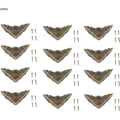 ABYSSE 12 Pièces Bronze Coin Protecteur Vintage Meubles Décoratifs Coin Pour Boîtier En Bois Bijoux Coffre Boîte De Rangement Pieds Jambes Coin Protecteur - Publicité ABYSSE 12 Pièces Bronze Coin Protecteur Vintage Meubles Décoratifs Coin Pour Boîtier En Bois Bijoux Coffre Boîte De Rangement Pieds Jambes Coin Protecteur - Publicité