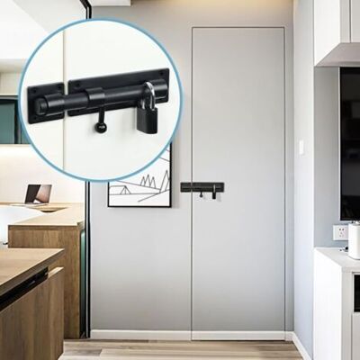 Nalookamic Loquet Porte Exterieur Verrou Porte Coulissante Avec Cadenas Et 4 Clés, Verrou Portail Robuste En Acier Inoxydable, 150mm Longueur, Noir Mat, Emst8060-b - Publicité Nalookamic Loquet Porte Exterieur Verrou Porte Coulissante Avec Cadenas Et 4 Clés, Verrou Portail Robuste En Acier Inoxydable, 150mm Longueur, Noir Mat, Emst8060-b - Publicité
