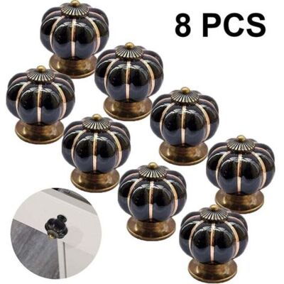 ABYSSE 8 Pièces Rondes En Céramique Citrouille Armoire Et Meubles Boutons Tire Chrome Fini Base Tiroir Poignées Porte Matériel Bouton Noir - Publicité ABYSSE 8 Pièces Rondes En Céramique Citrouille Armoire Et Meubles Boutons Tire Chrome Fini Base Tiroir Poignées Porte Matériel Bouton Noir - Publicité