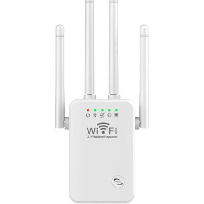 OEM Répéteur Wifi Sans Fil 4 Antennes 2.4g Wifi 300m Extender Amplificateur De Signal Longue Portée Blanc - Publicité OEM Répéteur Wifi Sans Fil 4 Antennes 2.4g Wifi 300m Extender Amplificateur De Signal Longue Portée Blanc - Publicité