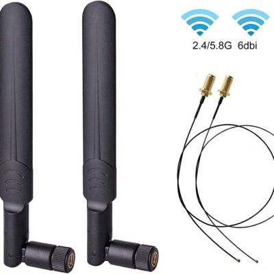 OEM Royaluxe-2x8dbi 2.4/5/5.8ghz Double Bande Wifi Rp-sma Antenne + 2xu.fl/ipex Vers Rp Sma Femelle Pigtail Câble Pour Mini Carte Pcie Routeurs Sans Fil Pc Répéteur Bureau Fpv Uav Drone P-s4 Construire - Publicité OEM Royaluxe-2x8dbi 2.4/5/5.8ghz Double Bande Wifi Rp-sma Antenne + 2xu.fl/ipex Vers Rp Sma Femelle Pigtail Câble Pour Mini Carte Pcie Routeurs Sans Fil Pc Répéteur Bureau Fpv Uav Drone P-s4 Construire - Publicité