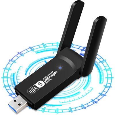 OEM 1 Adaptateur Wifi, Usb 3.0, Double Bande 2,4/5 Ghz, 1300mbps, Mu-mimo, Antenne 5dbi, Pour Pc Windows 10/11 - Publicité OEM 1 Adaptateur Wifi, Usb 3.0, Double Bande 2,4/5 Ghz, 1300mbps, Mu-mimo, Antenne 5dbi, Pour Pc Windows 10/11 - Publicité