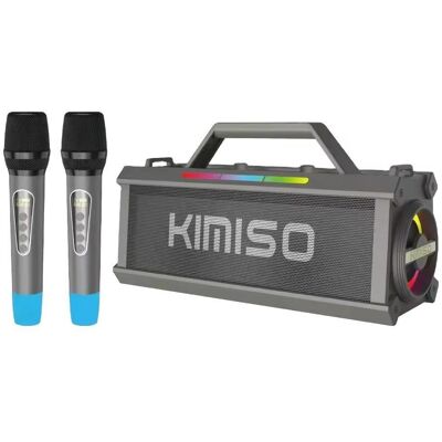 OEM Enceinte Bluetooth Kimiso Avec 2 Microphones Sans Fil - Enceinte Portable Avec Éclairage Led Rgb Et Longue Autonomie - Publicité OEM Enceinte Bluetooth Kimiso Avec 2 Microphones Sans Fil - Enceinte Portable Avec Éclairage Led Rgb Et Longue Autonomie - Publicité