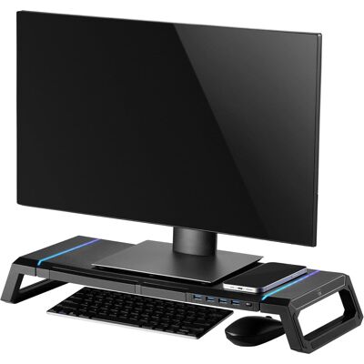 OEM Support De Moniteur Rgb, Réhausseur D'Écran, Support De Moniteur Pré-montage Ajustable, Avec Tiroir De Rangement Et Support De Téléphone + 4 Ports Usb En Façade, Pour Pc/laptop/imac/tv, Noir - Publicité OEM Support De Moniteur Rgb, Réhausseur D'Écran, Support De Moniteur Pré-montage Ajustable, Avec Tiroir De Rangement Et Support De Téléphone + 4 Ports Usb En Façade, Pour Pc/laptop/imac/tv, Noir - Publicité
