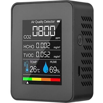 Vision Moniteur De Qualité De L'Air Intérieur 5-en-1 (testeur Hcho, Tvoc, Température, Humidité) — Écran Lcd Couleur — Noir - Publicité Vision Moniteur De Qualité De L'Air Intérieur 5-en-1 (testeur Hcho, Tvoc, Température, Humidité) — Écran Lcd Couleur — Noir - Publicité