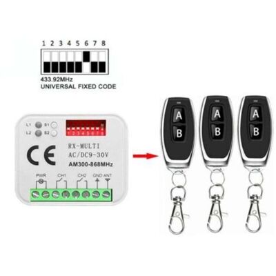 OEM Récepteur À Distance Pour Portail De Gar- Rx Multi 300-900mhz - 433 868mhz - Ac/dc 9-30v - Avec Télécommande - Publicité OEM Récepteur À Distance Pour Portail De Gar- Rx Multi 300-900mhz - 433 868mhz - Ac/dc 9-30v - Avec Télécommande - Publicité