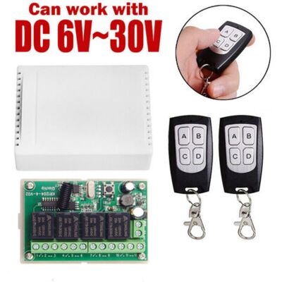 ABYSSE Télécommande Sans Fil 433mhz Dc 12v 4 Canaux, Commutateur Relais Rf Longue Distance, 2 Émetteurs + 1 Récepteur Pour Porte De Garage - Publicité ABYSSE Télécommande Sans Fil 433mhz Dc 12v 4 Canaux, Commutateur Relais Rf Longue Distance, 2 Émetteurs + 1 Récepteur Pour Porte De Garage - Publicité