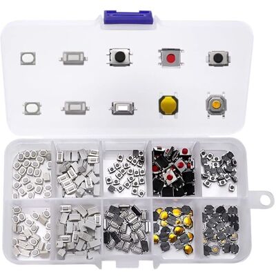 Vision 250 Pièces 10value Boutons Poussoirs Tactiles Micro Momentary Tact Assortiment Kit, D'Assortiment De Bouton Tactile, Pour Clé De Télécommande De Voiture, Avec Boîte En Plastique - Publicité Vision 250 Pièces 10value Boutons Poussoirs Tactiles Micro Momentary Tact Assortiment Kit, D'Assortiment De Bouton Tactile, Pour Clé De Télécommande De Voiture, Avec Boîte En Plastique - Publicité