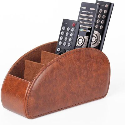 DYIKITI Porte-télécommande Avec 5 Poches, Grand Support Pour Tv, Dvd, Clé 4k Et Télécommandes Bluray, Rangement Pour Crayons, Marron - Publicité DYIKITI Porte-télécommande Avec 5 Poches, Grand Support Pour Tv, Dvd, Clé 4k Et Télécommandes Bluray, Rangement Pour Crayons, Marron - Publicité