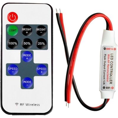 Melissa Régulateur De Bande Led Monochrome Avec Télécommande Sans Fil Rf 5-24v 12a Mini Contrôleur De Gradateur De Led Strip Pour 2 Broches Smd 5050 3528 2835 5630 Bande Led À Une Seule Couleur - Publicité Melissa Régulateur De Bande Led Monochrome Avec Télécommande Sans Fil Rf 5-24v 12a Mini Contrôleur De Gradateur De Led Strip Pour 2 Broches Smd 5050 3528 2835 5630 Bande Led À Une Seule Couleur - Publicité