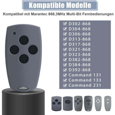 Nalookamic Lot De 1 Télécommandes De Porte De Garage Marantec D304-868, D302-868, D384-868, Compatibles Avec Marantec 868 Mhz (bouton D304-4) - Publicité Nalookamic Lot De 1 Télécommandes De Porte De Garage Marantec D304-868, D302-868, D384-868, Compatibles Avec Marantec 868 Mhz (bouton D304-4) - Publicité
