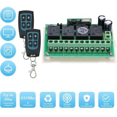 ABYSSE Contrôleur Dc 12v 4 Voies + Interrupteur De Télécommande 4 Touches 433mhz 1527 Puce Avec 2 Télécommandes Ak-rk04s-ii + Ak-fs04a 2 V3.0 - Publicité ABYSSE Contrôleur Dc 12v 4 Voies + Interrupteur De Télécommande 4 Touches 433mhz 1527 Puce Avec 2 Télécommandes Ak-rk04s-ii + Ak-fs04a 2 V3.0 - Publicité