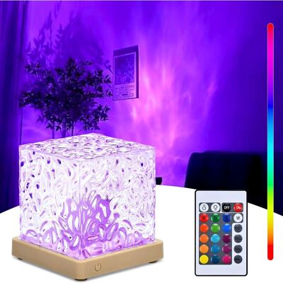 Vision Veilleuse Cube 3d Avec Effet D'Ondulation D'Eau, 16 Couleurs, Télécommande Incluse, Idéale Pour La Décoration De La Chambre À Coucher. Publicité Vision Veilleuse Cube 3d Avec Effet D'Ondulation D'Eau, 16 Couleurs, Télécommande Incluse, Idéale Pour La Décoration De La Chambre À Coucher. Publicité