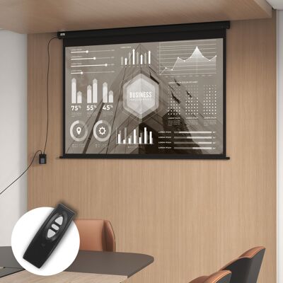 PZCC Écran De Projection 89" (226 Cm), Format 4:3, Réglable Avec Télécommande, 171 X 130 Cm, Noir - Publicité PZCC Écran De Projection 89" (226 Cm), Format 4:3, Réglable Avec Télécommande, 171 X 130 Cm, Noir - Publicité