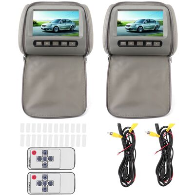 WEYTOLL Lot De 2 Écrans Lcd Hd De 7 Pouces Pour Appuie-tête De Voiture Avec Housse À Fermeture Éclair Et Télécommande, Couleur Grise - Publicité WEYTOLL Lot De 2 Écrans Lcd Hd De 7 Pouces Pour Appuie-tête De Voiture Avec Housse À Fermeture Éclair Et Télécommande, Couleur Grise - Publicité