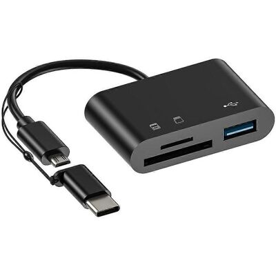 FLAMMKRAFT Lecteur De Cartes Tf/sd Usb Type-c Otg 2.0, Adaptateur Hub Micro Usb Pour Téléphone Et Ordinateur - Publicité FLAMMKRAFT Lecteur De Cartes Tf/sd Usb Type-c Otg 2.0, Adaptateur Hub Micro Usb Pour Téléphone Et Ordinateur - Publicité
