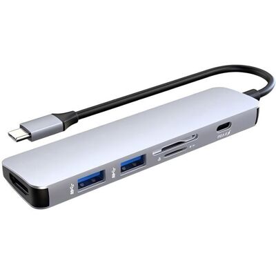 OEM Adaptateur Usb-c M2 Tec - Hdmi 4k + Usb 3.0 + Pd + Lecteur Sd/tf, Dimensions 121 Mm X 32 Mm, Compact Et Portable, Couleur Grise - Publicité OEM Adaptateur Usb-c M2 Tec - Hdmi 4k + Usb 3.0 + Pd + Lecteur Sd/tf, Dimensions 121 Mm X 32 Mm, Compact Et Portable, Couleur Grise - Publicité