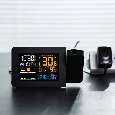 OEM Station Météo Sans Fil, Thermomètre Et Hygromètre Avec Capteur, Horloge Météo À Projection, Thermomètre Intérieur/extérieur Avec Radiocommande Rcc, Réveil Double - Publicité OEM Station Météo Sans Fil, Thermomètre Et Hygromètre Avec Capteur, Horloge Météo À Projection, Thermomètre Intérieur/extérieur Avec Radiocommande Rcc, Réveil Double - Publicité