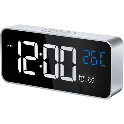 URSUS Réveil Numérique, Horloge Numérique Led Horloge Digitale Réveil Aver Température/snooze/ 2 Alarme/12/24 Heures/port De Recharge Usb/16 Musiques (argenté) - Publicité URSUS Réveil Numérique, Horloge Numérique Led Horloge Digitale Réveil Aver Température/snooze/ 2 Alarme/12/24 Heures/port De Recharge Usb/16 Musiques (argenté) - Publicité