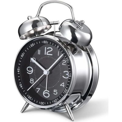 Vision Réveil Puissant Pour Adultes Gros Dormeurs, Réveil Rétro À Quartz Silencieux De 10 Cm, Sans Tic-tac, Avec Rétroéclairage, Double Sonnerie, Analogique, Pour Chambre Et Chevet (noir) - Publicité Vision Réveil Puissant Pour Adultes Gros Dormeurs, Réveil Rétro À Quartz Silencieux De 10 Cm, Sans Tic-tac, Avec Rétroéclairage, Double Sonnerie, Analogique, Pour Chambre Et Chevet (noir) - Publicité