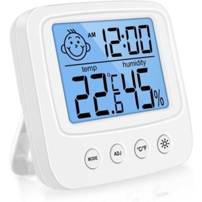 URSUS Thermomètre Hygromètre Intérieur Digital À Haute Précision, Hygromètre Digital Intérieur, Thermomètre Numérique De Bureau Avec Moniteur De Température Et D'Humidité - Rétroéclairage - Horloge - Publicité URSUS Thermomètre Hygromètre Intérieur Digital À Haute Précision, Hygromètre Digital Intérieur, Thermomètre Numérique De Bureau Avec Moniteur De Température Et D'Humidité - Rétroéclairage - Horloge - Publicité