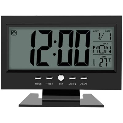 PELTOR Horloge De Table Numérique, Réveil À Affichage Lcd, Horloge De Chevet Avec Calendrier Et Affichage De La Température Pour Les Fournitures De Chambre À Coucher À La Maison(noir) - Publicité PELTOR Horloge De Table Numérique, Réveil À Affichage Lcd, Horloge De Chevet Avec Calendrier Et Affichage De La Température Pour Les Fournitures De Chambre À Coucher À La Maison(noir) - Publicité