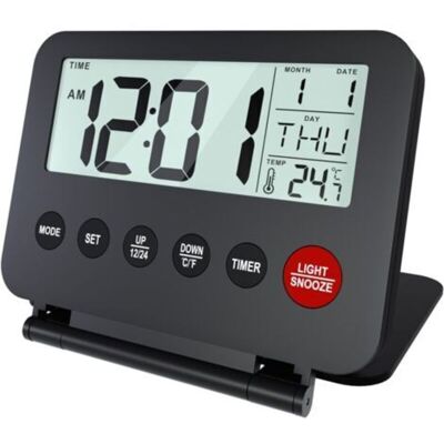 URSUS Réveil Numérique De Voyage Portable, Fonctionne Sur Piles (non Incluses) - Horloge Numérique, Alarme, Fonction Snooze, Affichage De La Température Et Rétroéclairage - Noir - Publicité URSUS Réveil Numérique De Voyage Portable, Fonctionne Sur Piles (non Incluses) - Horloge Numérique, Alarme, Fonction Snooze, Affichage De La Température Et Rétroéclairage - Noir - Publicité